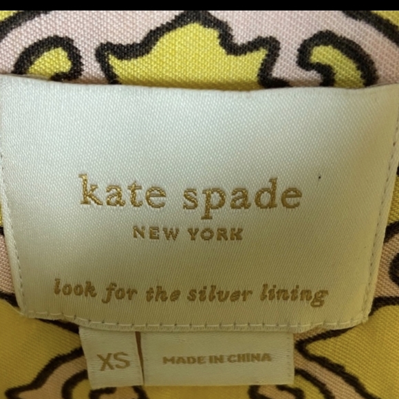 Kate Spade Silk & Linen Yellow Pink Dress Size XS Collared Cuffed Polo Mini - Picture 4 of 4